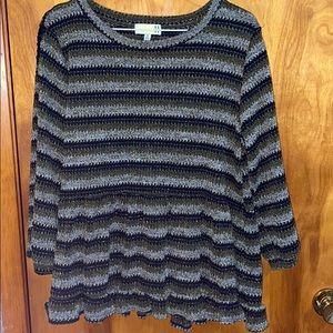 Another peplum blouse. Green and black stripe.